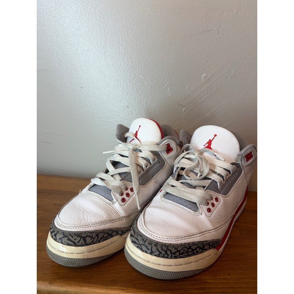 Jordan 3 Retro Fire Red 2022 White Red Elephant Print DM0967-160 Kids 6.5Y